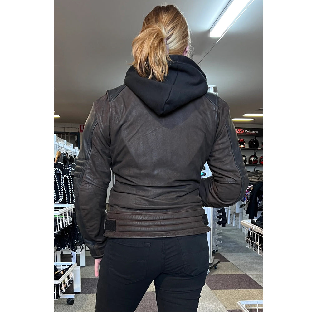 Bikers Gear Australia Women Nubuck Leather Jacket with Hood