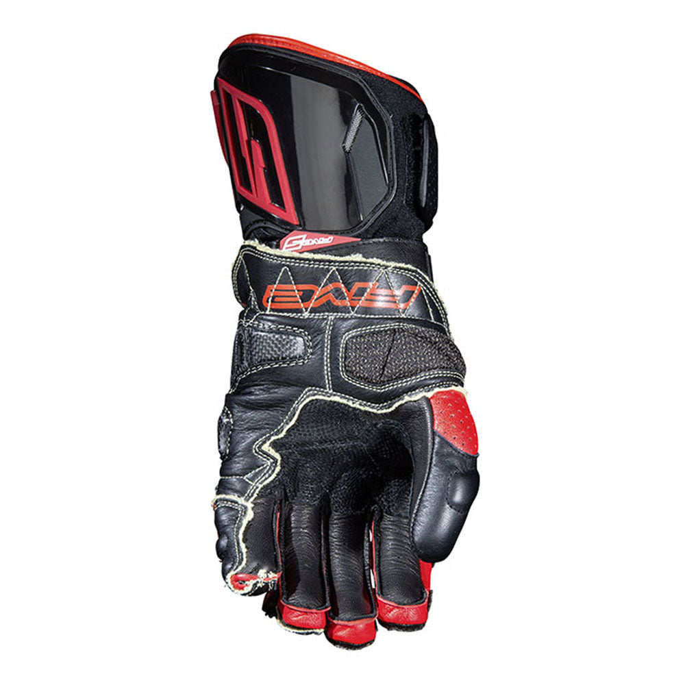 Five RFX Race Sports Leather Carbon Motorbike Gloves Red