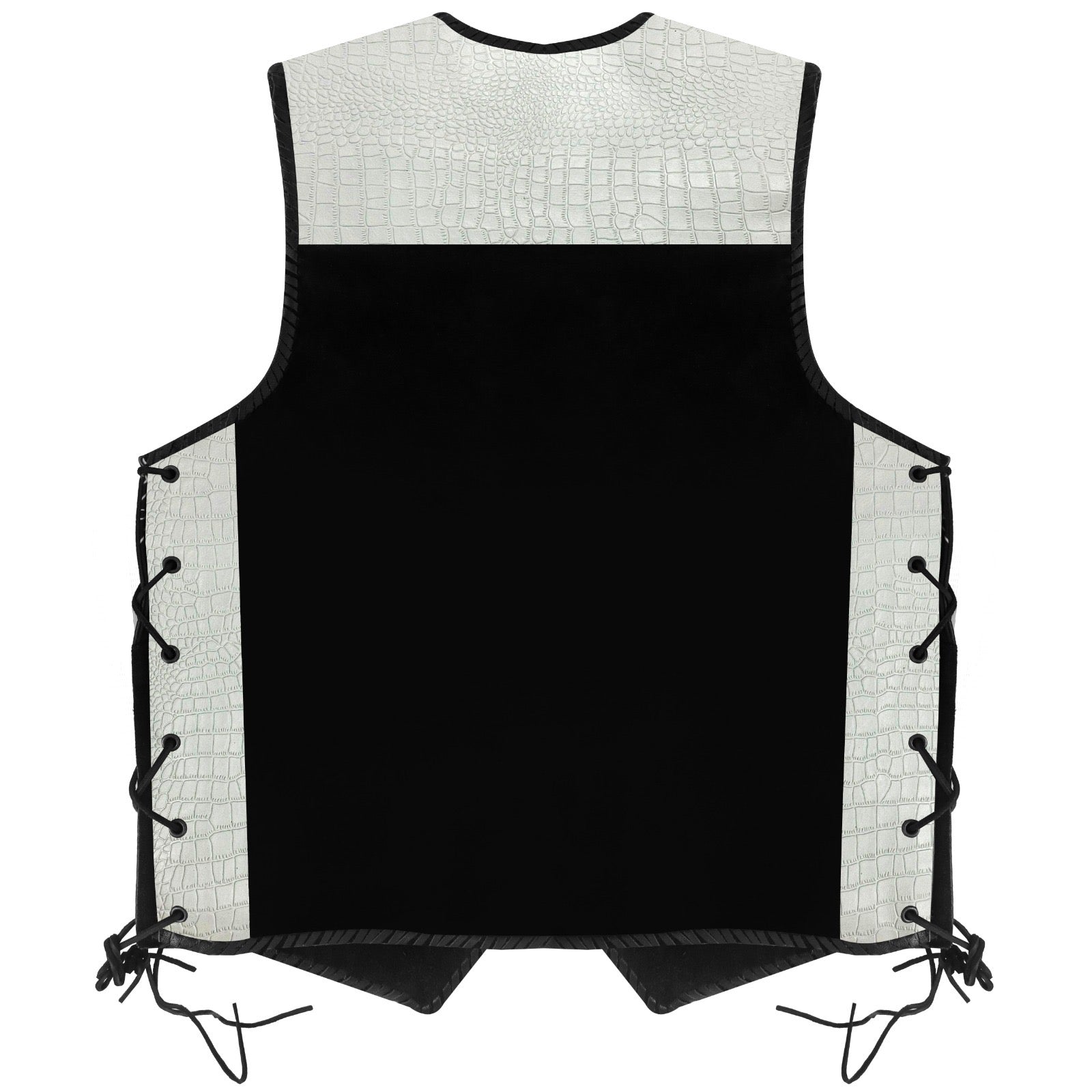 ROAD HOUSE Print Crocodile Pattern Suede Leather Motorcycle Vest (WHITE)