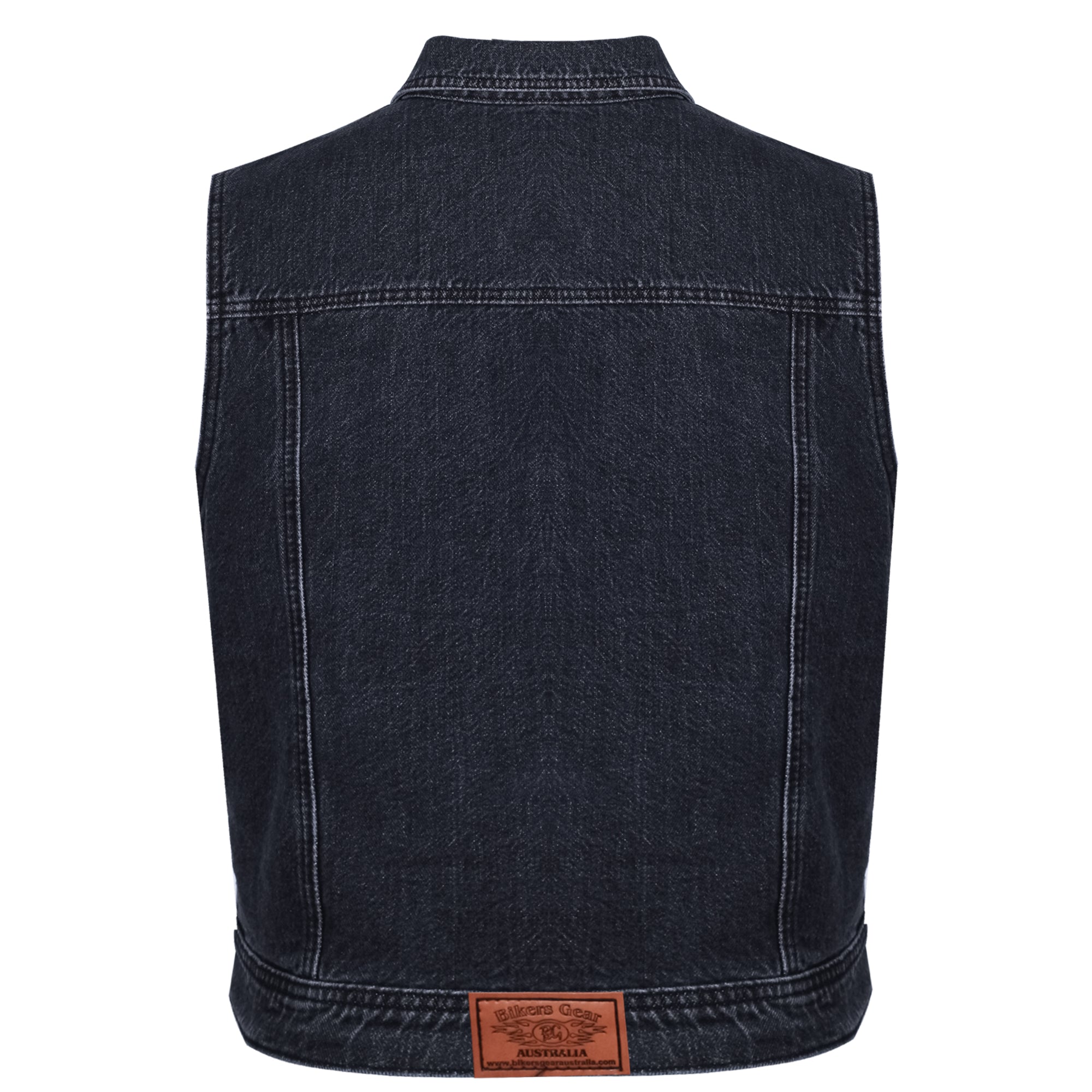 Bikers Gear Australia Jaguar Denim Motorcycle Vest Black