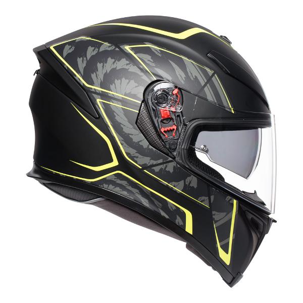 AGV Mens Motorcycle Premium Sport Helmet K5 S Tornado Matt Black/Yellow Fluro