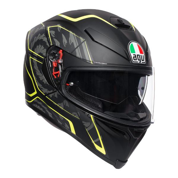 AGV Mens Motorcycle Premium Sport Helmet K5 S Tornado Matt Black/Yellow Fluro