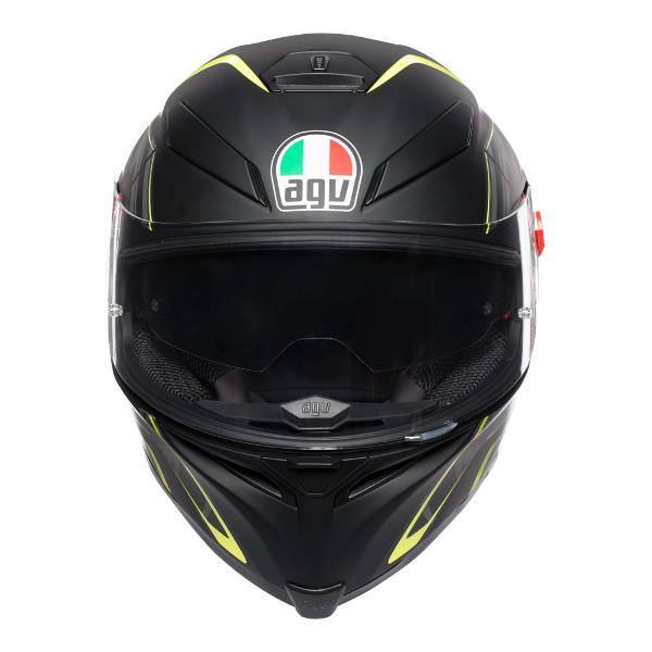 AGV Mens Motorcycle Premium Sport Helmet K5 S Tornado Matt Black/Yellow Fluro