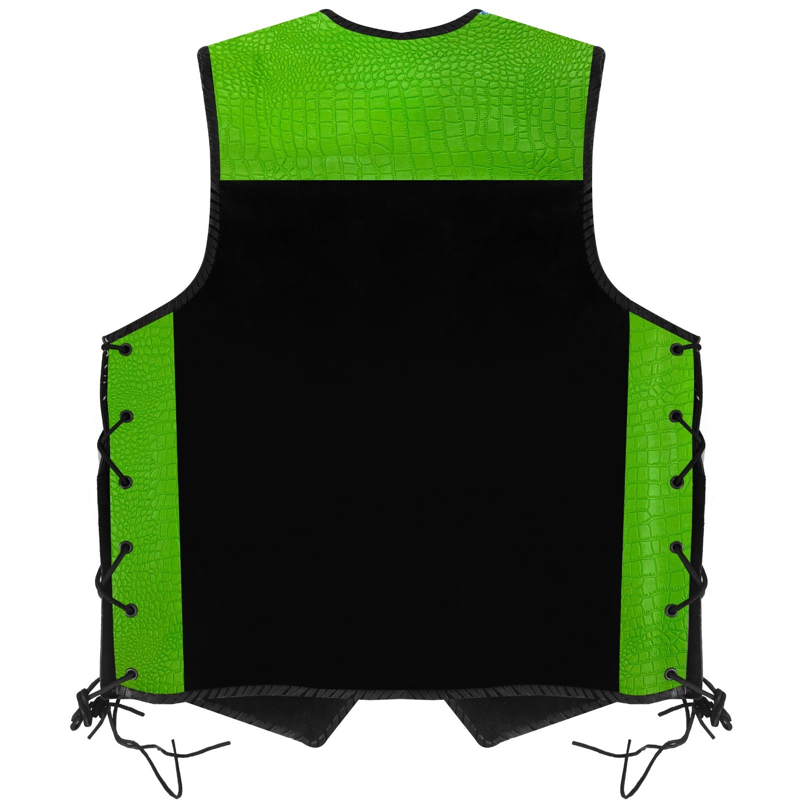 ROAD HOUSE Print Crocodile Pattern Suede Leather Motorcycle Vest (GREEN)