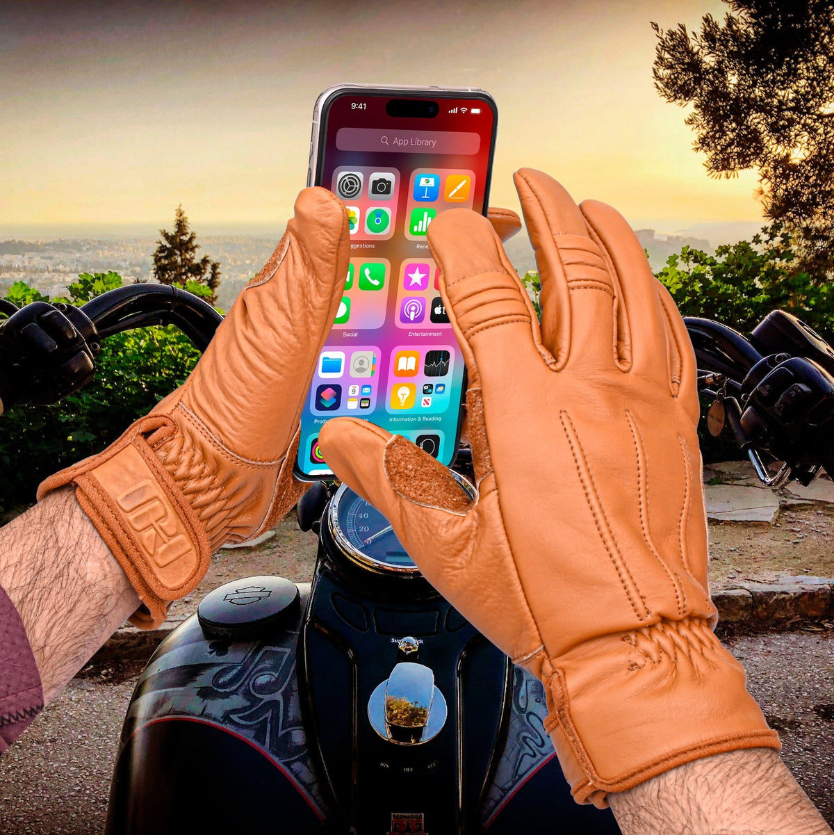 Bikers Gear Australia Rigger 2.0 Motorcycle leather Gloves brown
