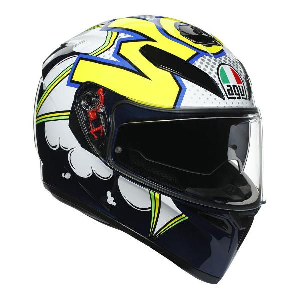 AGV Mens Motorcycle Road Helmet K3 SV Bubble Blue/White/Fluro Yellow