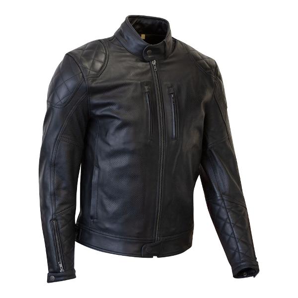 MERLIN Mens Motorcycle Leather Jacket Cambrian Black