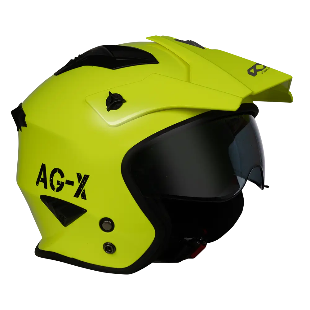 RXT AG-X Motorcycle Melmet Solid Gloss Fluro Yellow