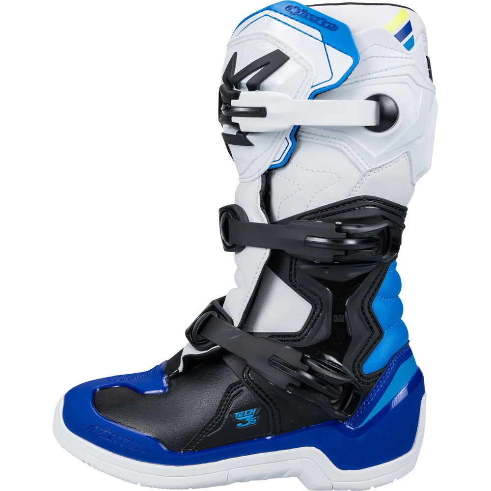 Alpinestars 2024 Tech 3s White / Black Enamel / Blue Kids Boots