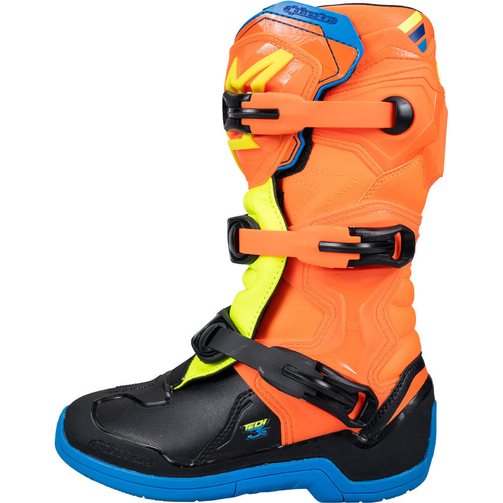 Alpinestars 2024 Tech 3s Fluro / Enamel Blue / Orange Kids Boots