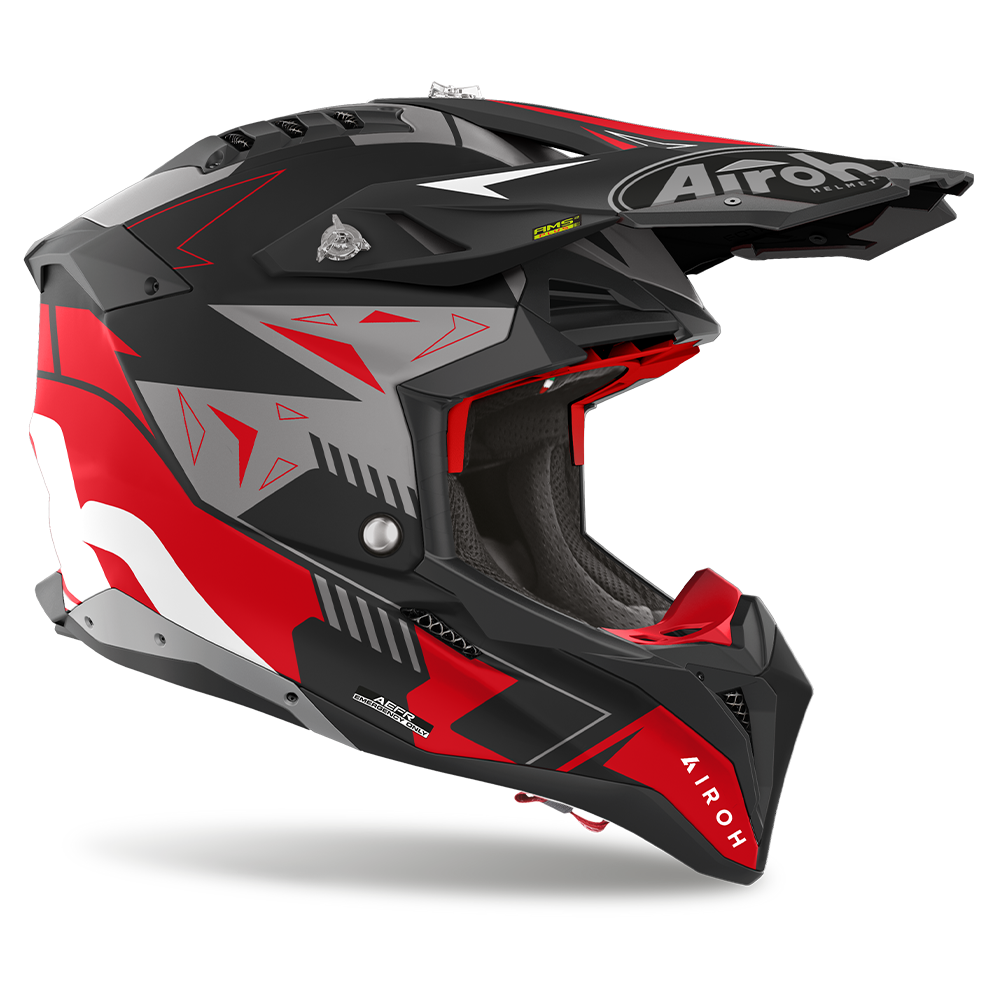 Airoh Motorbike Off Road Helmet Aviator 3 Spin Red Matt