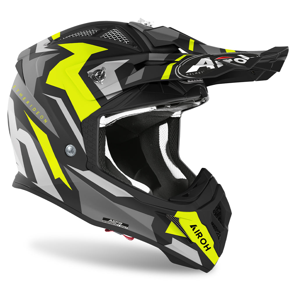 Airoh Motorbike Off Road Helmet Aviator Ace Swoop Yellow Matt