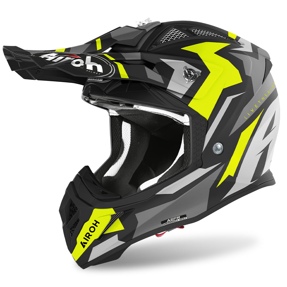 Airoh Motorbike Off Road Helmet Aviator Ace Swoop Yellow Matt