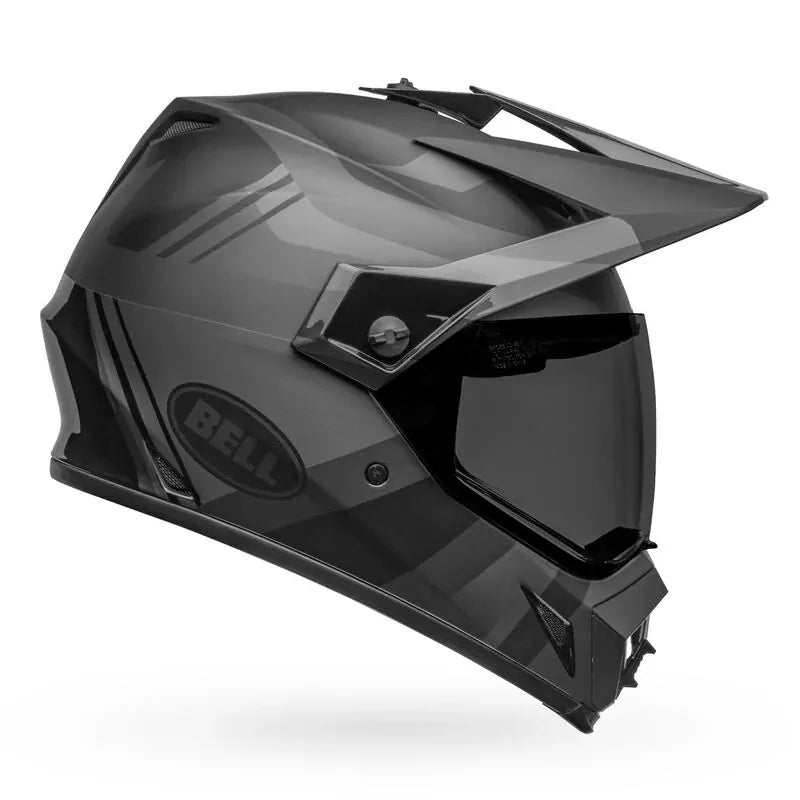 Bell Motorcycle Off Road MX 9 Blackout Adventure Dirt Bike Helmet Black Grey