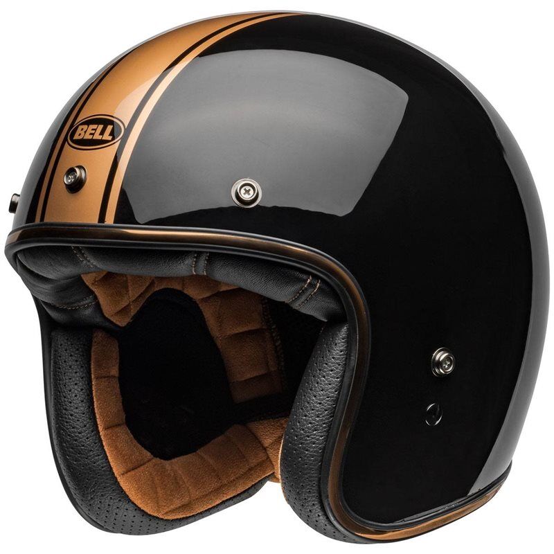 Bell Motorcycle Custom 500 Rally Open Face Helmet Black Bronze