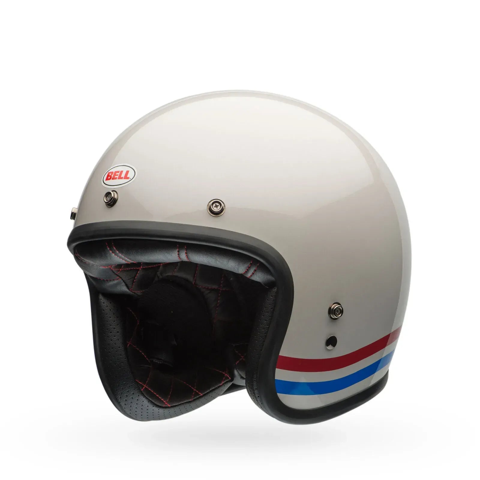 Bell Motorcycle Custom 500 Stripes Open Face Helmet Pearl White