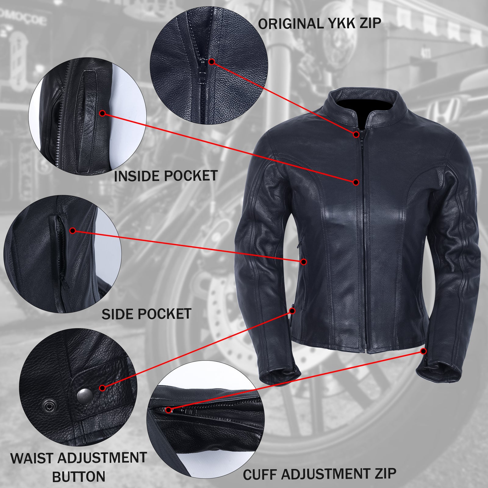 BGA Zena Women Motorcycle Soft Fit Leather Jacket