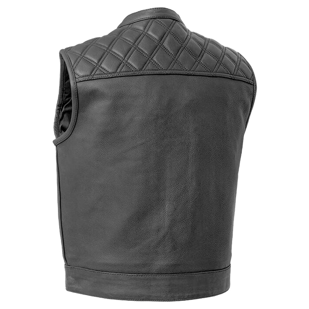 Bikers Gear Australia Sons of Anarchy Cross Hatch Leather Motorcycle Vest Black