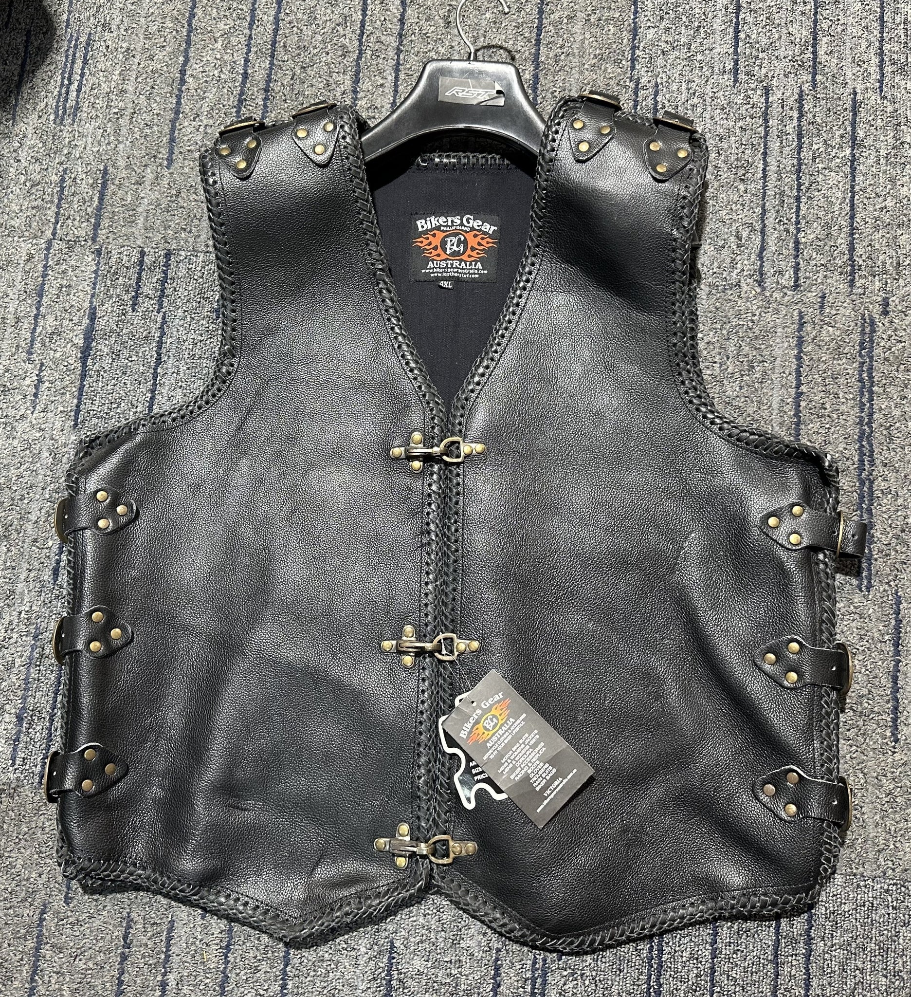 Bikers Gear Australia 3mm HD Braided Clips Leather Club Vest Last piece only