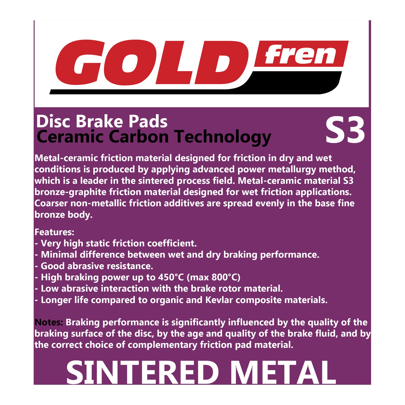 GOLDfren Brake Pads GF365 - S3