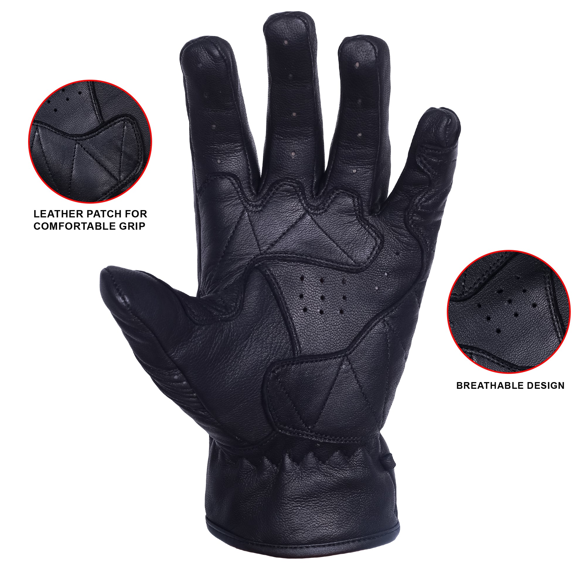 Roadhouse Motorcycle Touring Gloves Retro Black