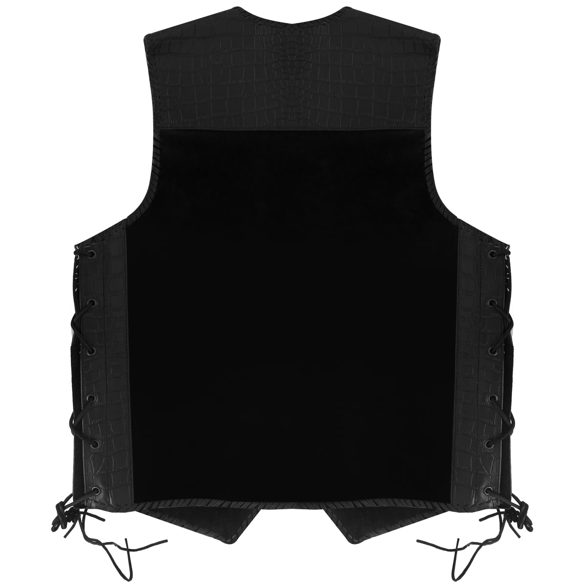 Bikers Gear Australia Crocodile Pattern Suede Leather Motorcycle Vest CLIPS (BLACK)