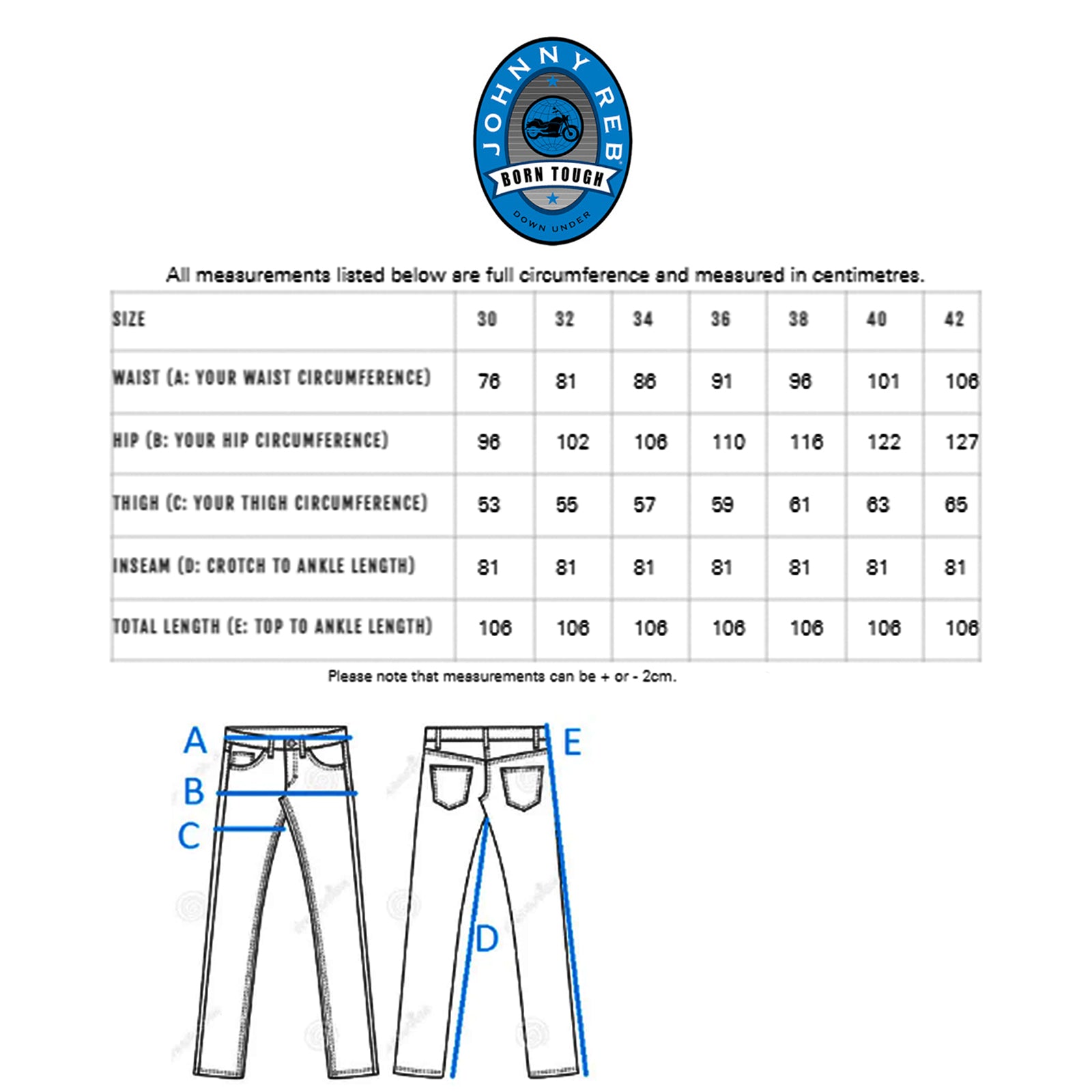 Johnny Reb Men's Biker Motorcycle Protective Jeans Blue