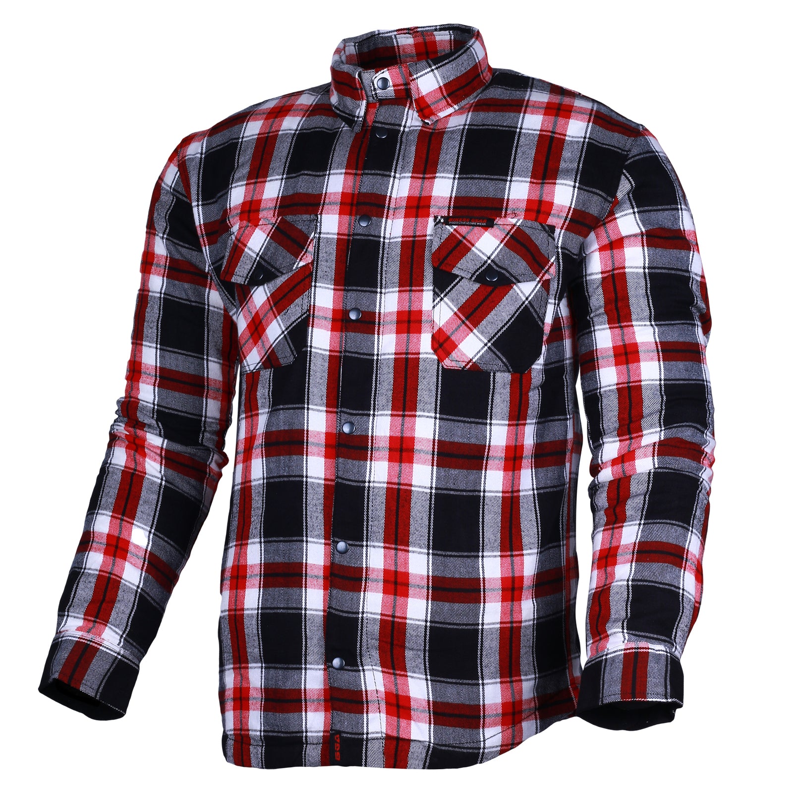 Bikers Gear Australia Timber HD Motorcycle Lined with Kevlar Shirt Red / White / Black