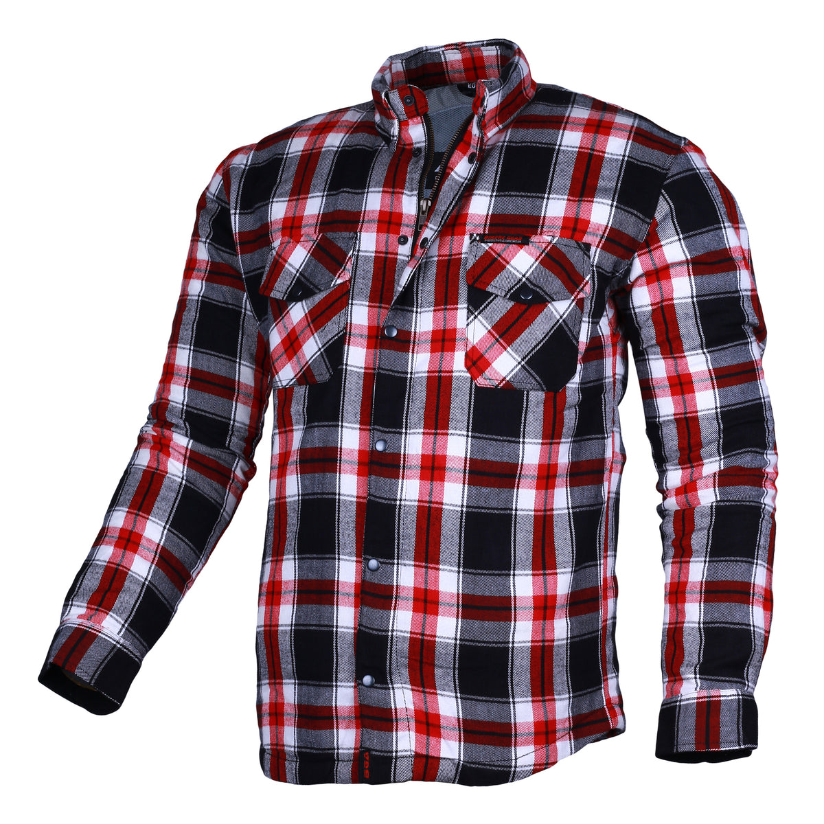 Bikers Gear Australia Timber HD Motorcycle Lined with Kevlar Shirt Red / White / Black