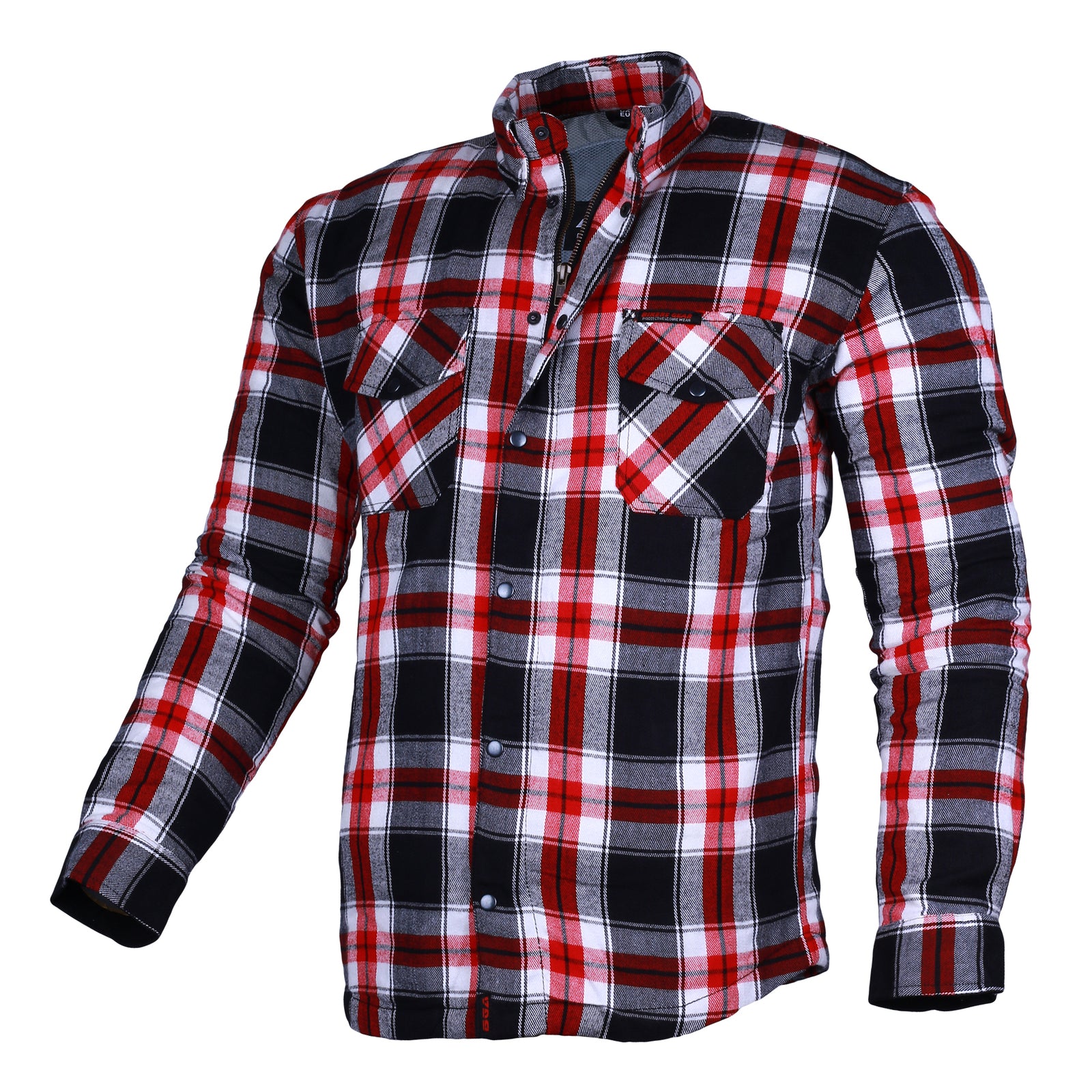 Bikers Gear Australia Timber HD Motorcycle Lined with Kevlar Shirt Red / White / Black