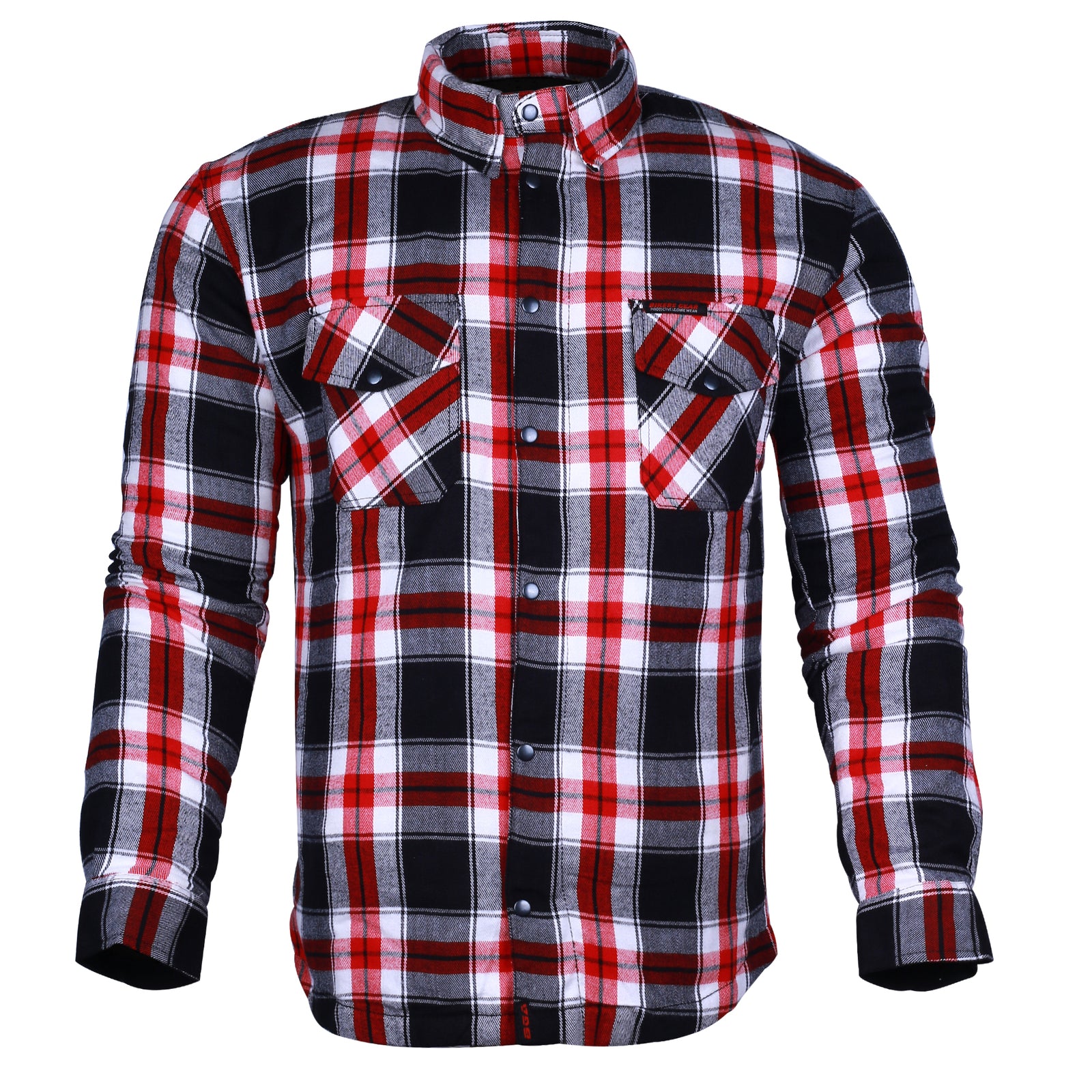 Bikers Gear Australia Timber HD Motorcycle Lined with Kevlar Shirt Red / White / Black