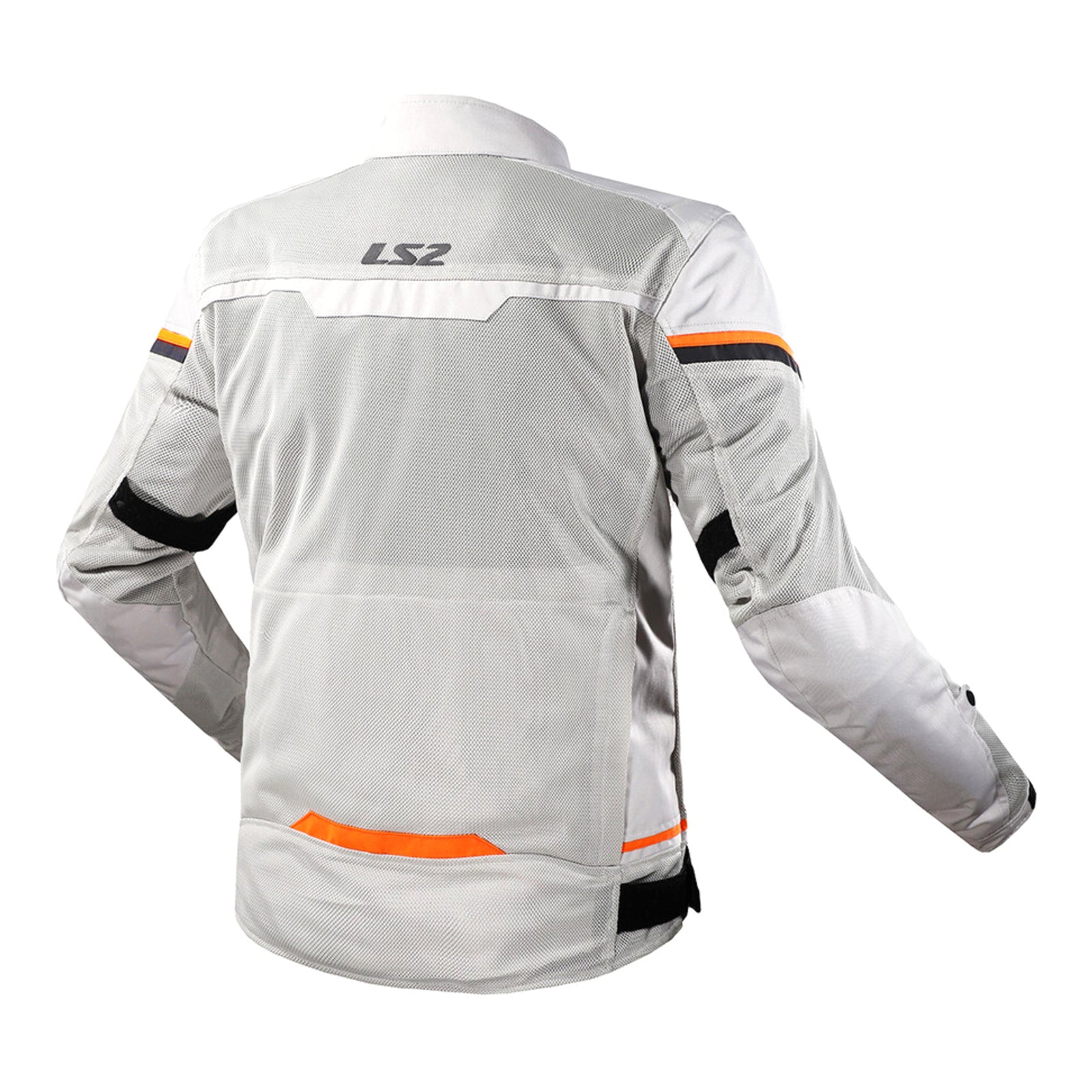 LS2 Riva Men's Jacket - Light Grey / Hi-Vis Orange