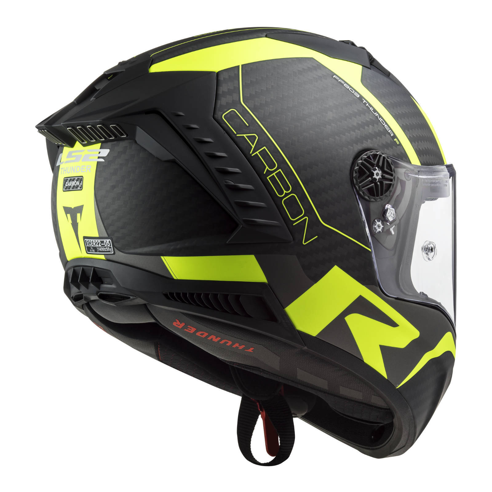 LS2 FF805C Thunder Carbon Helmet -  Matte Carbon / Hi-Vis Yellow