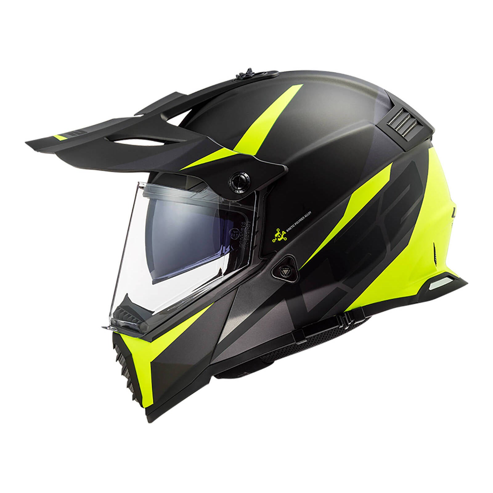 LS2 MX436 Pioneer Evo Router Motorcycle Helmet Matte Black / Hi-Vis Yellow