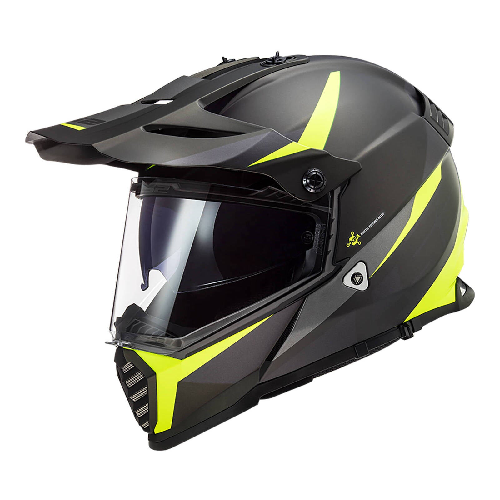 LS2 MX436 Pioneer Evo Router Motorcycle Helmet Matte Black / Hi-Vis Yellow
