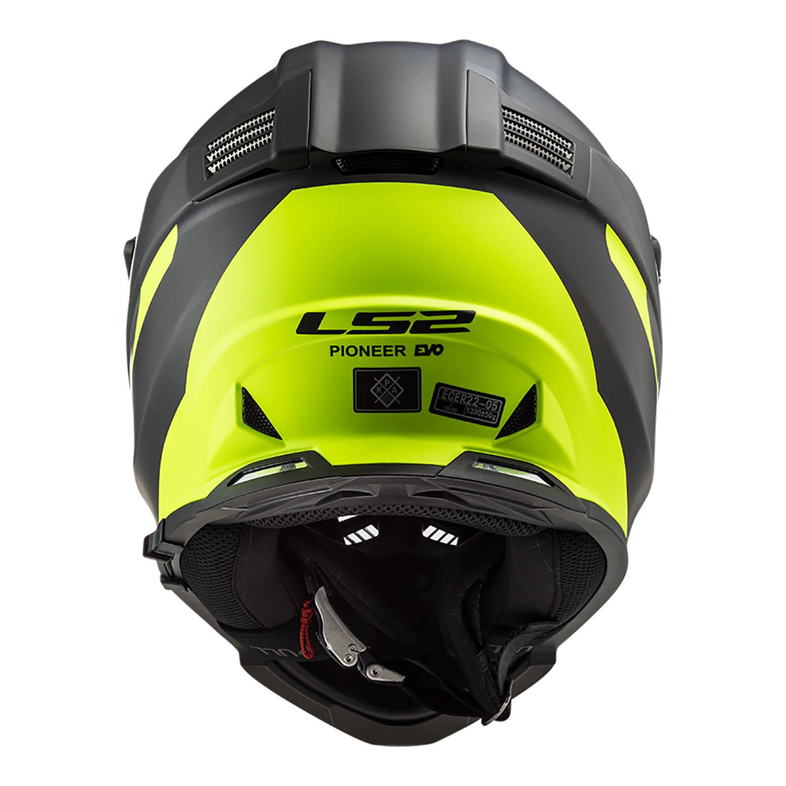 LS2 MX436 Pioneer Evo Router Motorcycle Helmet Matte Black / Hi-Vis Yellow