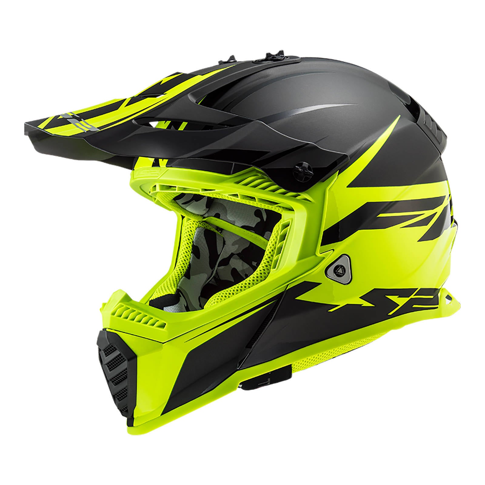 LS2 MX437 Fast Evo Roar Helmet Black / Hi-Vis Yellow