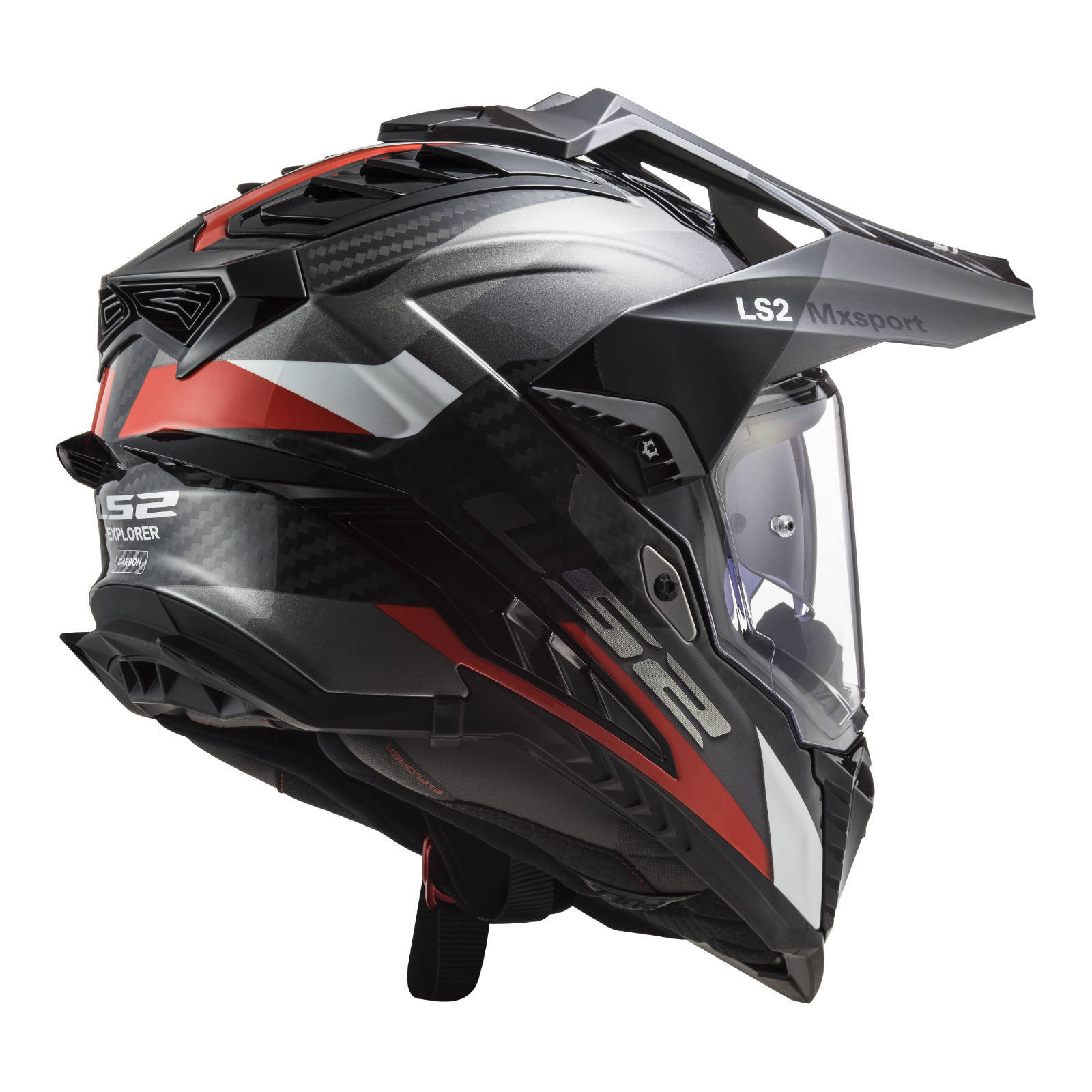 LS2 MX701 Explorer Carbon Frontier Helmet Titanium / Red