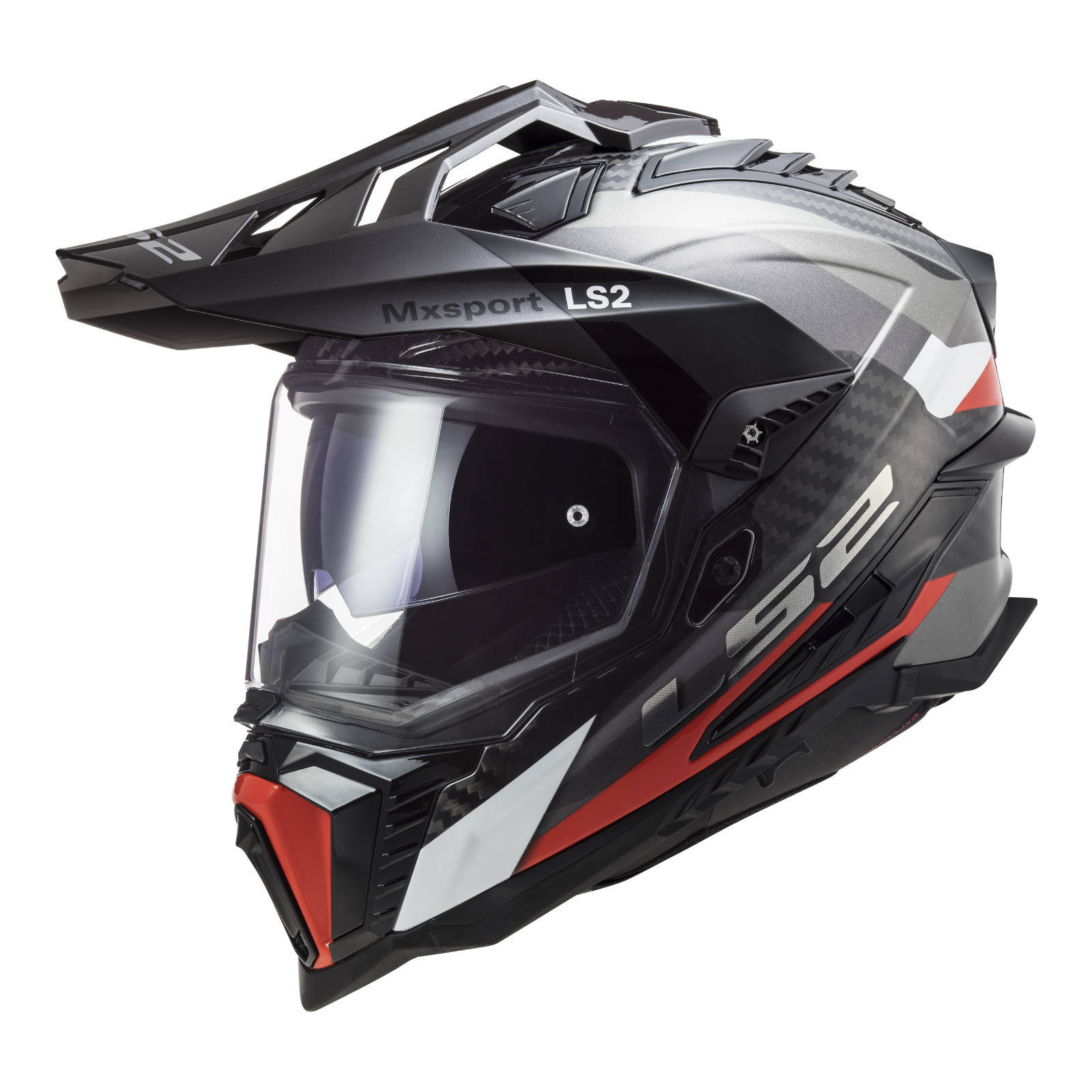 LS2 MX701 Explorer Carbon Frontier Helmet Titanium / Red