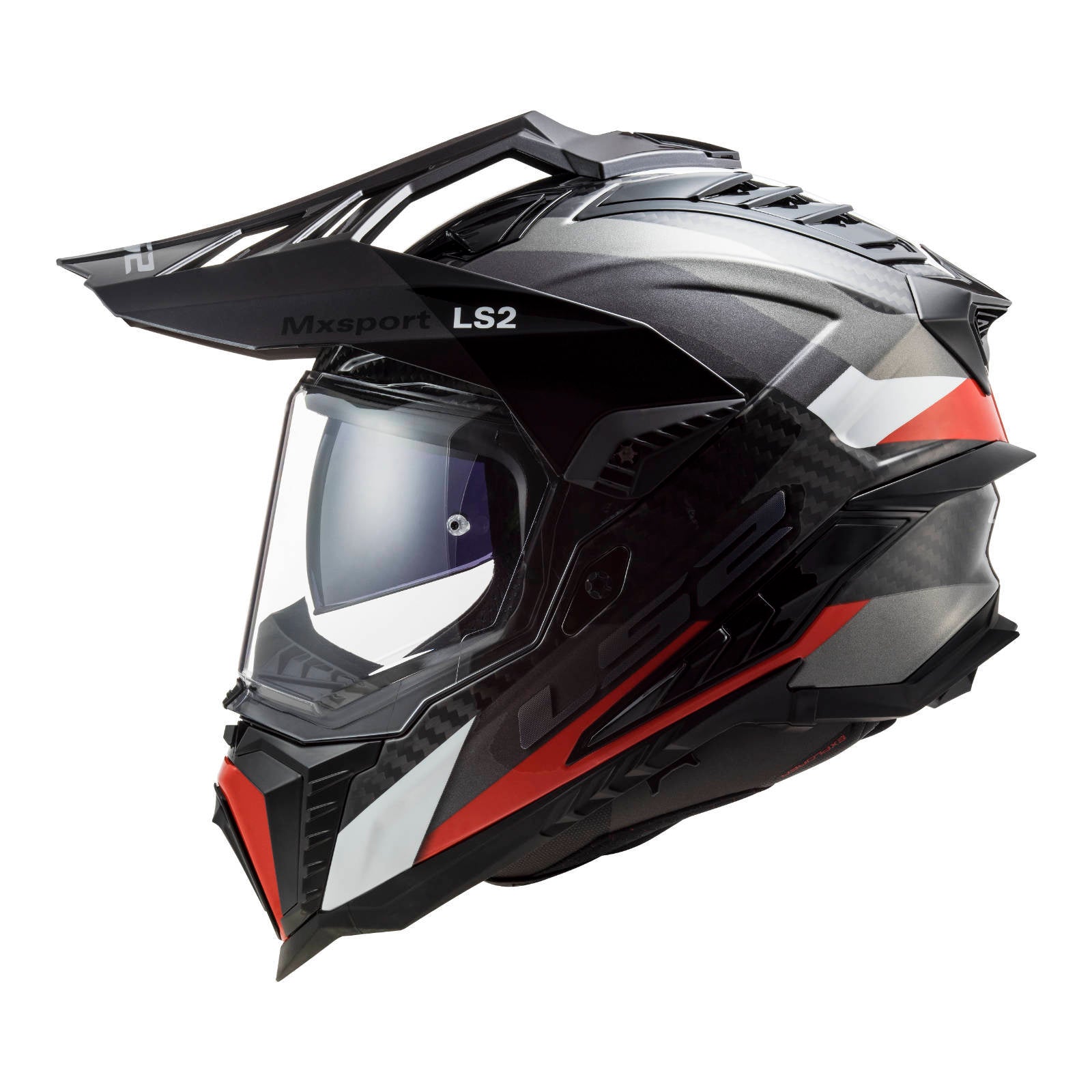 LS2 MX701 Explorer Carbon Frontier Helmet Titanium / Red