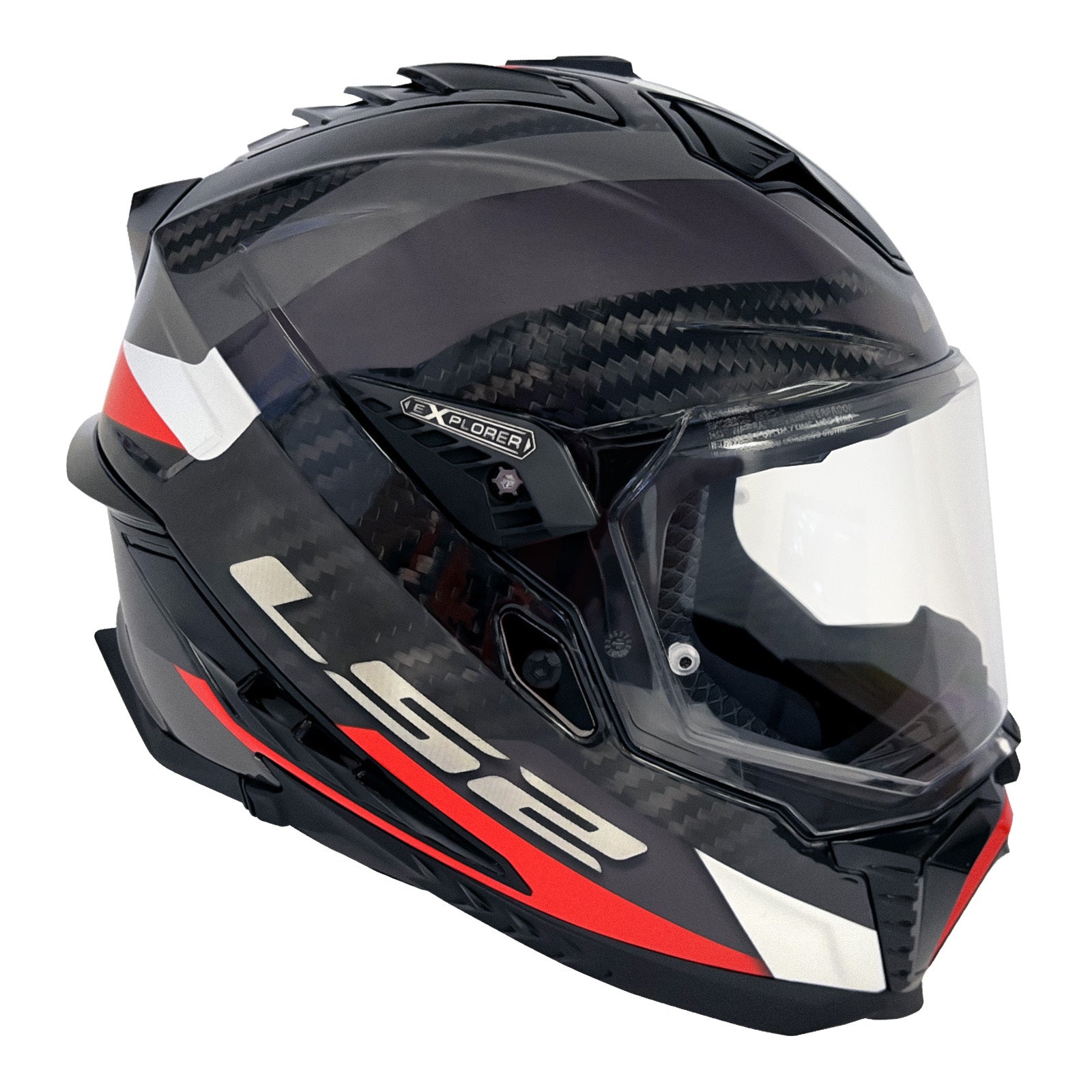 LS2 MX701 Explorer Carbon Frontier Helmet Titanium / Red