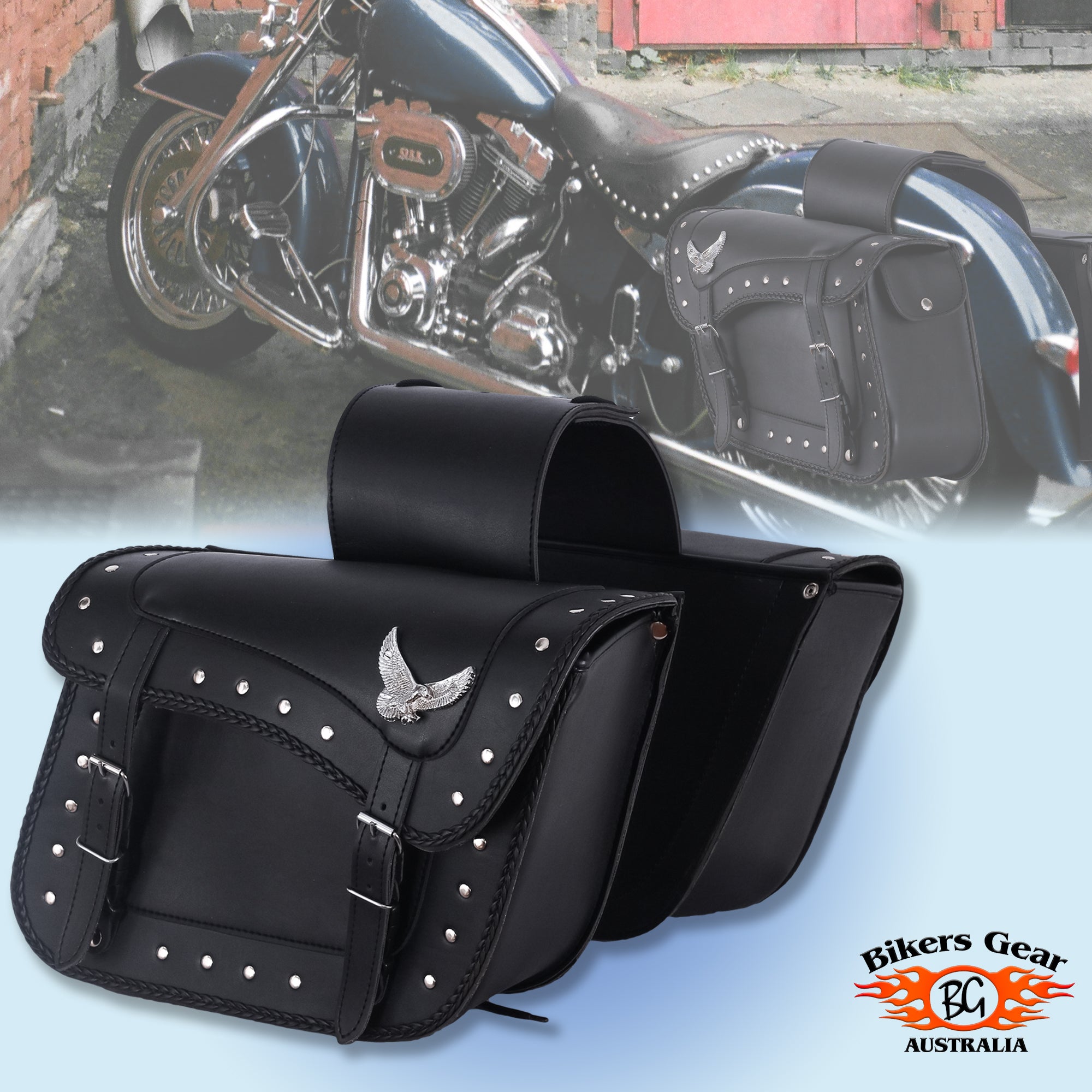 Bikers Gear Australia Flying Eagle Motorcycle Saddle Bag