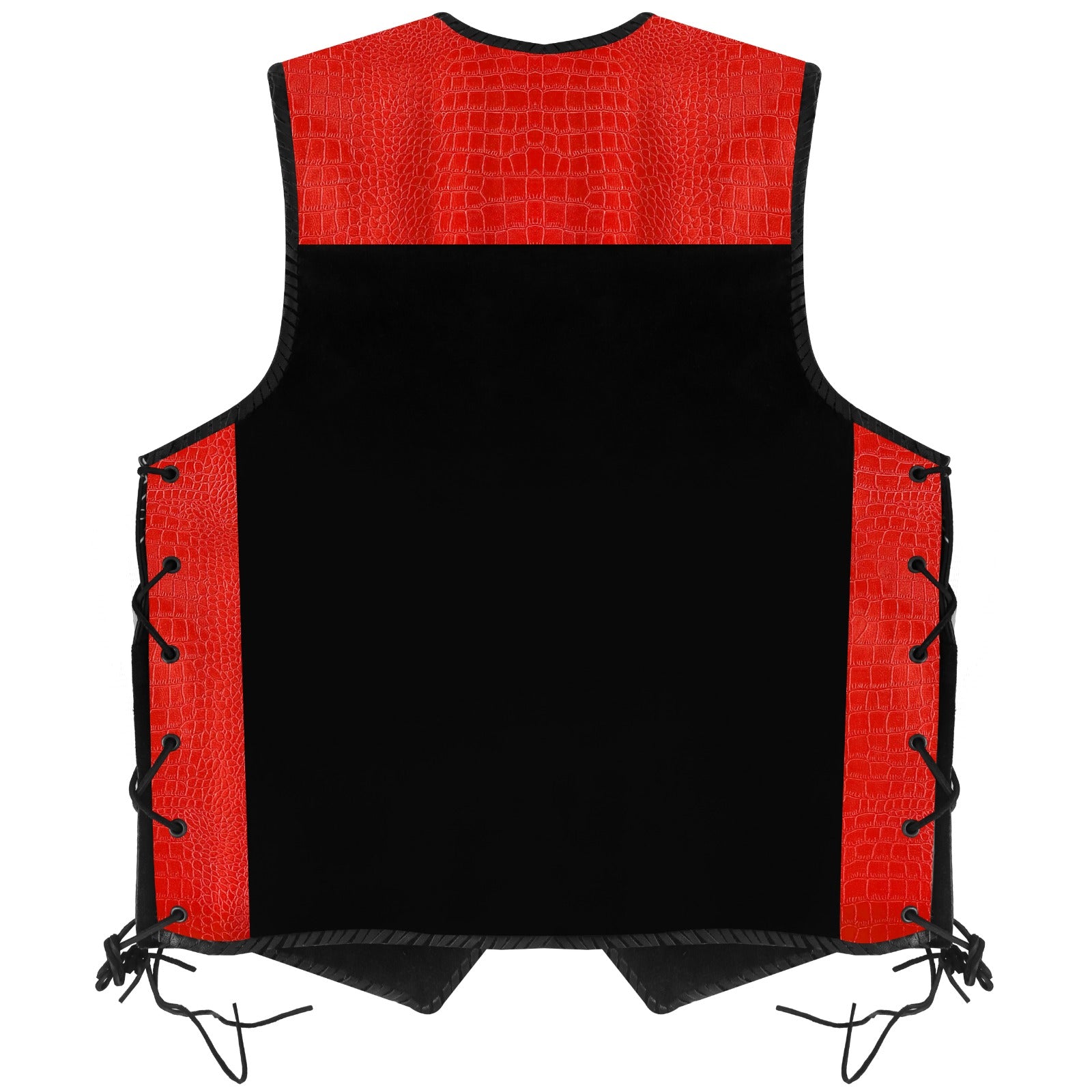 ROAD HOUSE Print Crocodile Pattern Suede Leather Motorcycle Vest (RED)