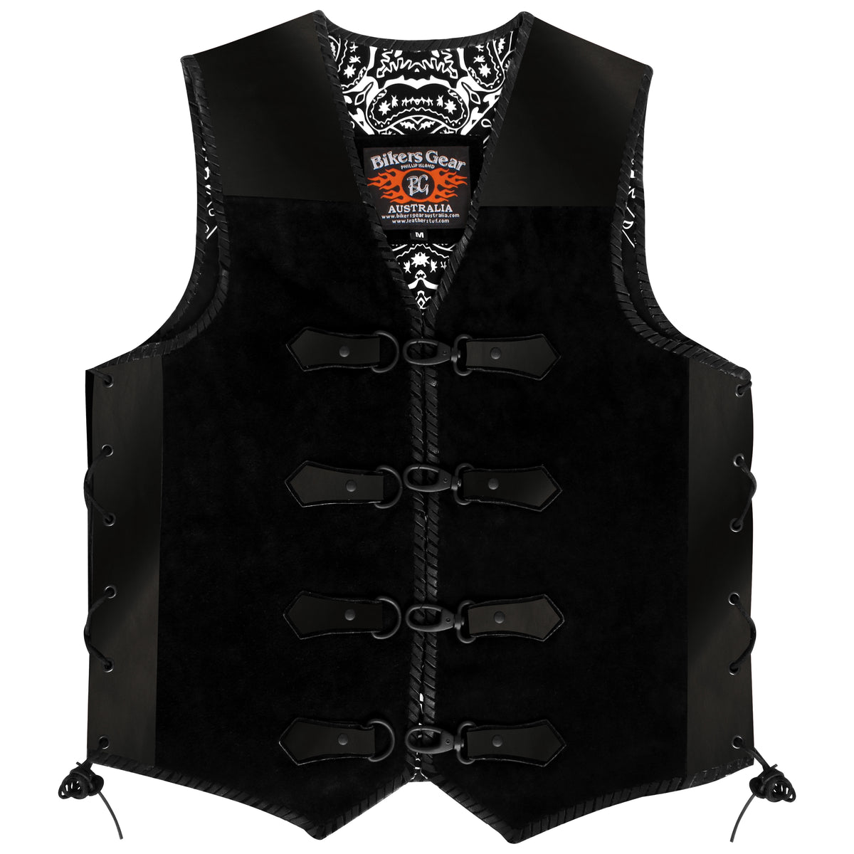 BGA 3MM HD Leather and suede Motorcycle Vest (BLACK)