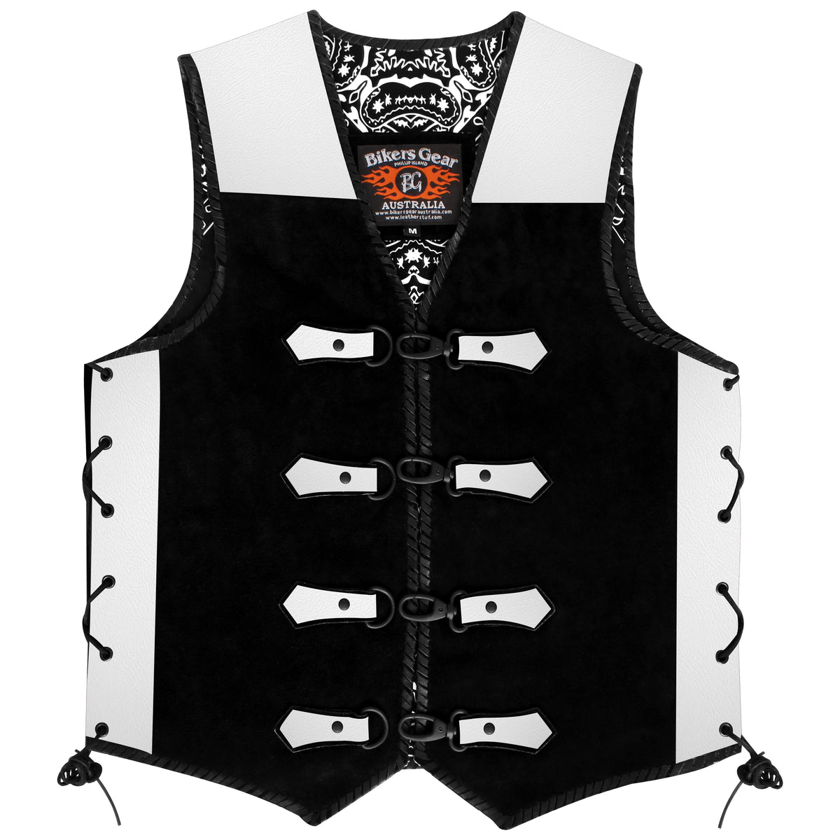 BGA 3MM HD Leather and suede Motorcycle Vest (WHITE)