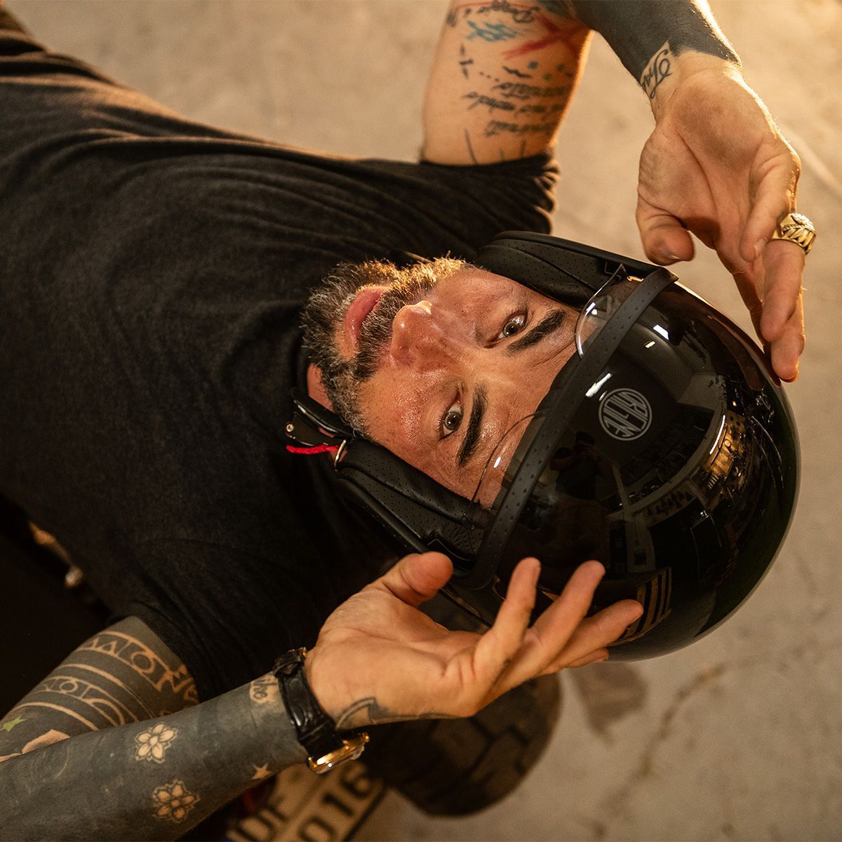 Origine Motorcycle Spirit Sticky Open Face Internal Visor Helmet Black