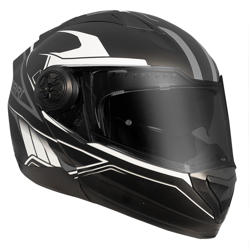 RXT 909 Flip Up Motorcycle Helmet Matt Black / White