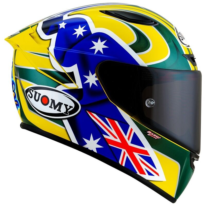 Suomy Motorcycle Track-1 2206 Full Face Helmet Bayliss Replica Yellow