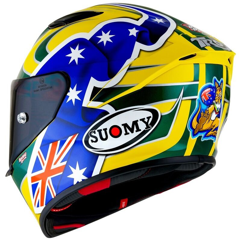 Suomy Motorcycle Track-1 2206 Full Face Helmet Bayliss Replica Yellow
