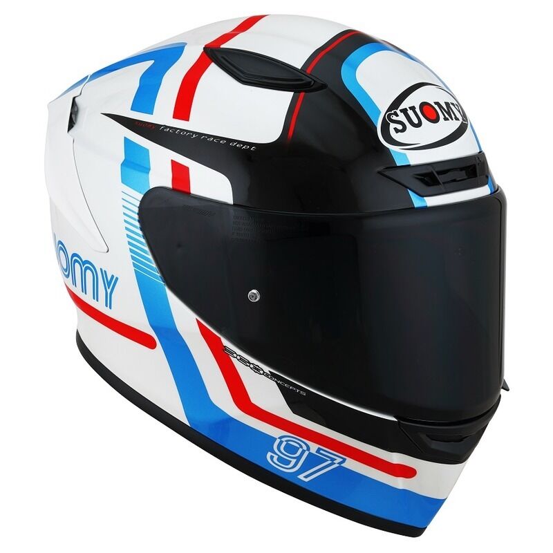 Suomy Motorcycle Track 1 2206 Full Face Helmet White Red